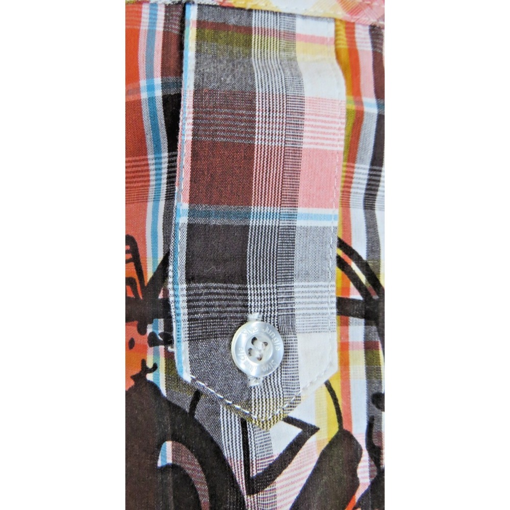 Five Jungle Y2K VTG Plaid Short Sleeve Graphic Button Up Shirt Men 4XL Skate Hip - Picture 15 of 16